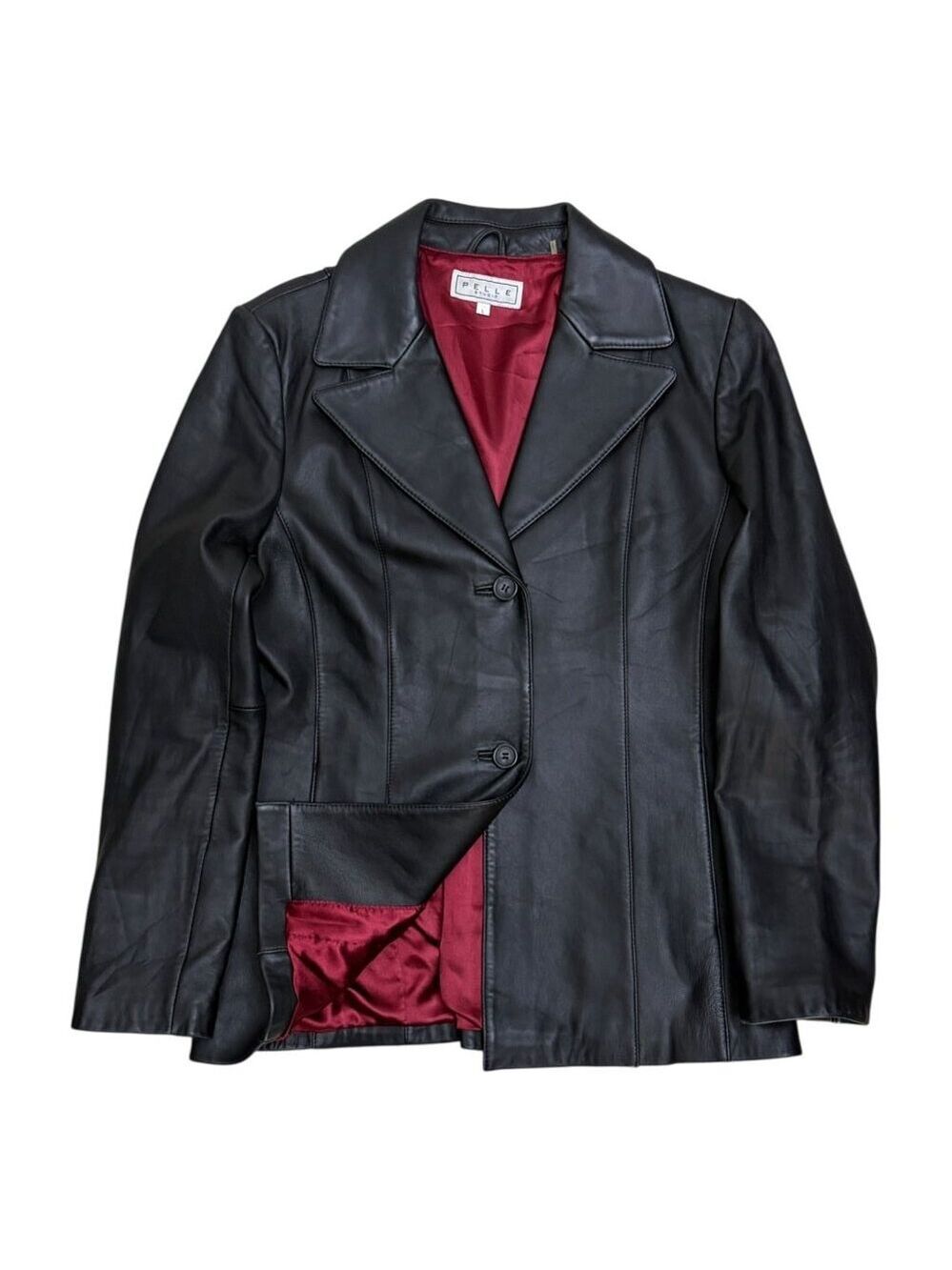 PELLE STUDIO Genuine Leather Vintage Casual Retro Jacket Coat Womens Large